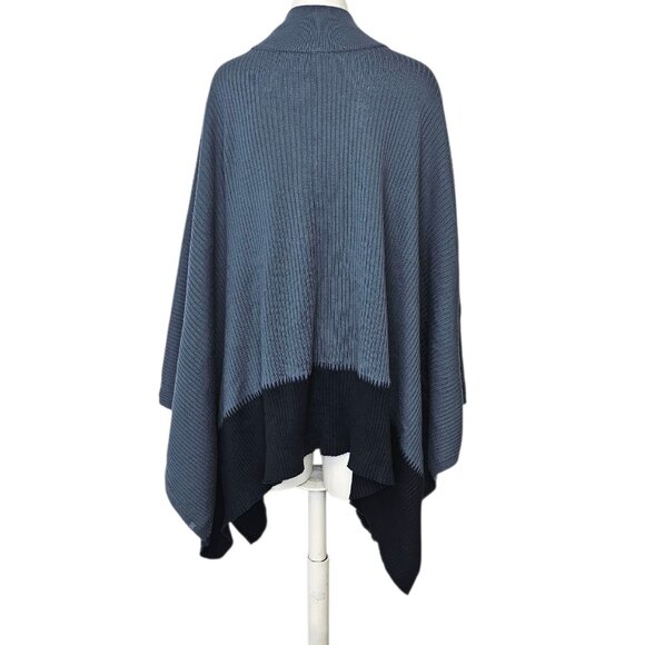 Lululemon On The Go Poncho, Merino Wool, Blue, Navy, Zip, Wrap, Scarf, Sweater - Picture 5 of 7